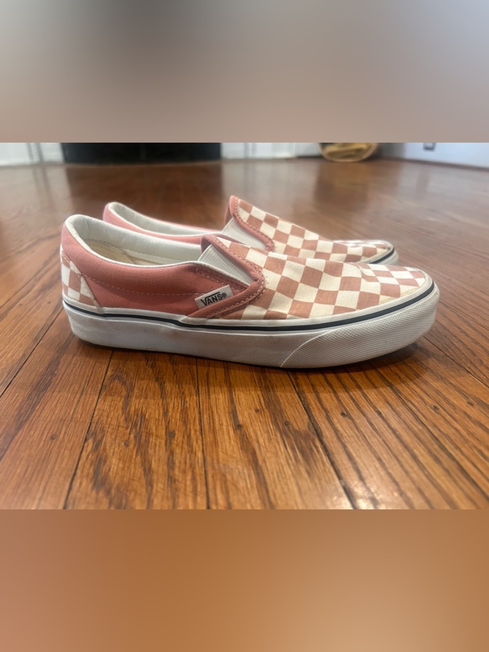 Vans Pink & White Checkerboard Slip-On Sneakers - Picture 3 of 6